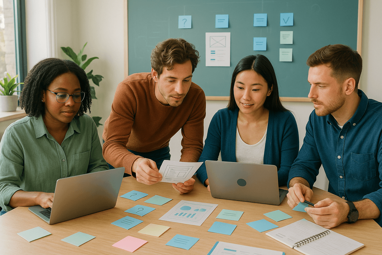 Editorial cover showing people collaborating on useful work and visible proof for How to Turn Community Questions Into Better Project Ideas.