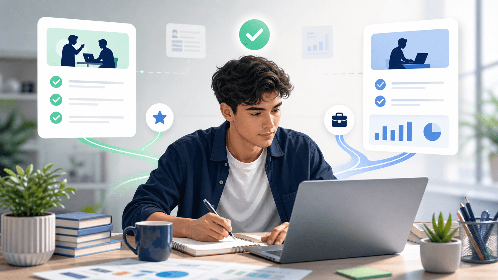 Premium Ideoreto editorial cover showing a student comparing paid internship structure with project-based freelance proof.